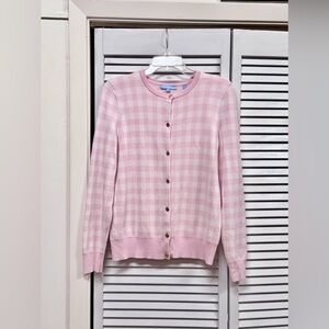 Draper James Pink Checkered Cardigan Sweater - Size Small